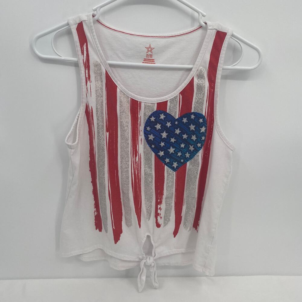 Celebrate Girls Patriotic 4th of July Independence Day Tank Star Heart Flag XL